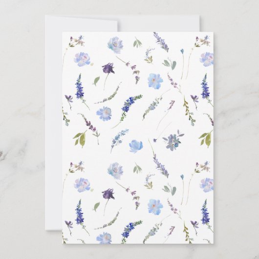 Stoffelijk Blauwe Wildbloemen Heilige Dop & 1e Ver Kaart (Achterkant)