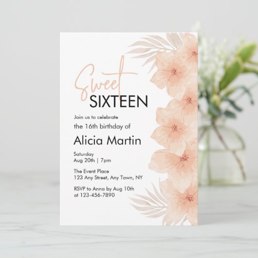 Stoffelijk Blush Bloem Droog Palmblad Boho Zoet 16 Kaart (Staand voorkant)