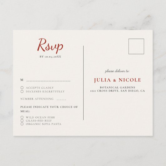 Stoffelijk Elegant Gouden Rode Rose Bloem Bruiloft Briefkaart (Achterkant)