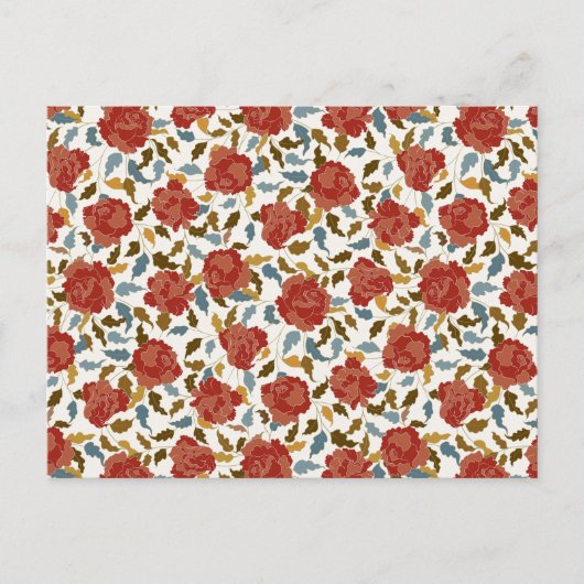 Stoffelijk Elegant Gouden Rode Rose Bloem Bruiloft Briefkaart (Voorkant)