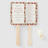 Stoffelijk Elegant Gouden Rode Rose Bloem Bruiloft Handwaaier (Voorkant en achterkant)