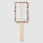 Stoffelijk Elegant Gouden Rode Rose Bloem Bruiloft Handwaaier (Achterkant)