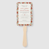 Stoffelijk Elegant Gouden Rode Rose Bloem Bruiloft Handwaaier (Voorkant)