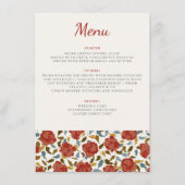 Stoffelijk Elegant Gouden Rode Rose Bloem Bruiloft Menu (Voorkant)