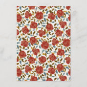 Stoffelijk Elegant Gouden Rode Rose Bloem Bruiloft Menu (Achterkant)