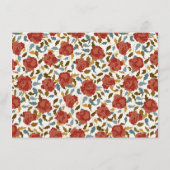 Stoffelijk Elegant Gouden Rode Rose Bloem Bruiloft Menu (Achterkant)