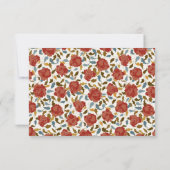 Stoffelijk Elegant Gouden Rode Rose Bloem Bruiloft RSVP Kaartje (Achterkant)