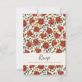 Stoffelijk Elegant Gouden Rode Rose Bloem Bruiloft RSVP Kaartje (Achterkant)