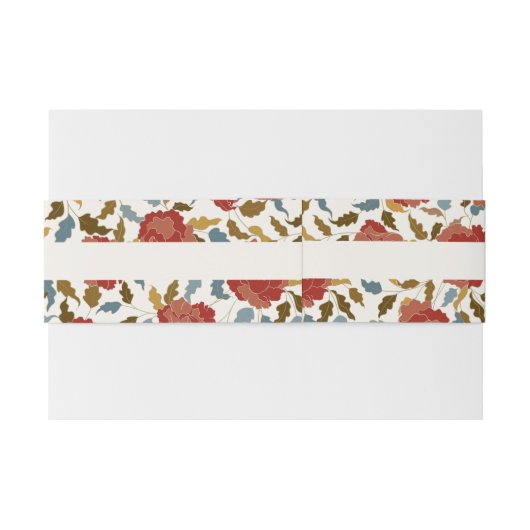 Stoffelijk Elegant Gouden Rode Rose Bloem Bruiloft Uitnodigingen Wikkel (Achterkant Voorbeeld)