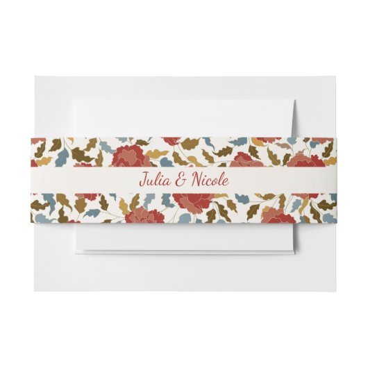 Stoffelijk Elegant Gouden Rode Rose Bloem Bruiloft Uitnodigingen Wikkel (Voorkant Voorbeeld)