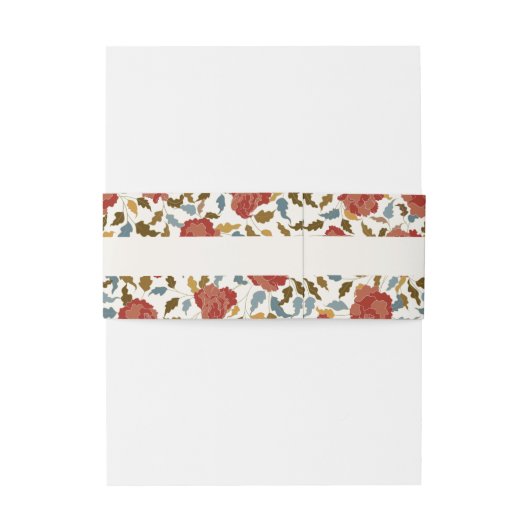 Stoffelijk Elegant Gouden Rode Rose Bloem Bruiloft Uitnodigingen Wikkel (Achterkant Voorbeeld)