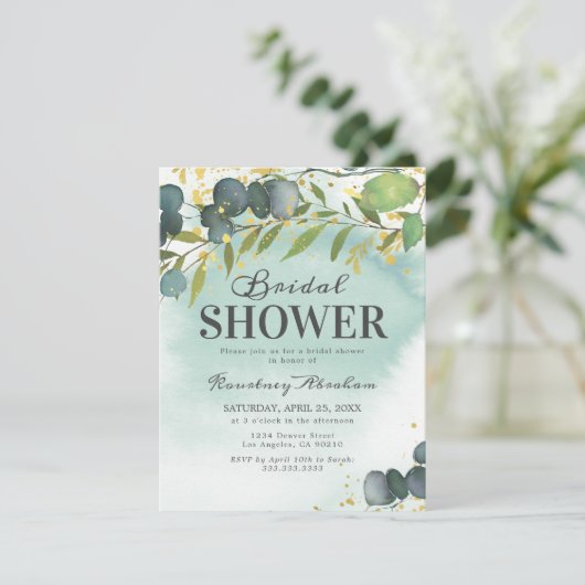 Stoffelijk Eucalyptus Goud Vrijgezellenfeest Kaart (Staand voorkant)