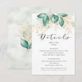 Stoffelijk groen goud eucalyptus groen receptie informatiekaartje (Voorkant / Achterkant)