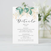 Stoffelijk groen goud eucalyptus groen receptie informatiekaartje (Staand voorkant)