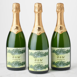 Stoffelijk groen groen Rustieke wijn & mousserende Sparkling Wijnetiket