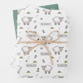 Stoffelijk groen schaap Eid Mubarak Kinder Inpakpapier Vel (In situ)