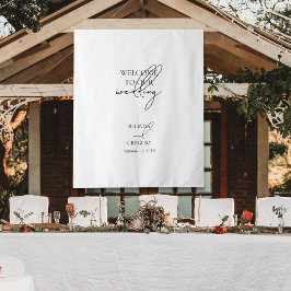 Stoffelijk Handtekening Script Welkom Trouw Teken Wandkleed
