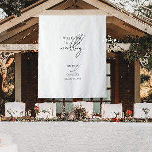 Stoffelijk Handtekening Script Welkom Trouw Teken Wandkleed