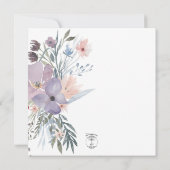 Stoffelijk Paarse & Blauwe Boho Bloemen Vierkante  Kaart (Achterkant)
