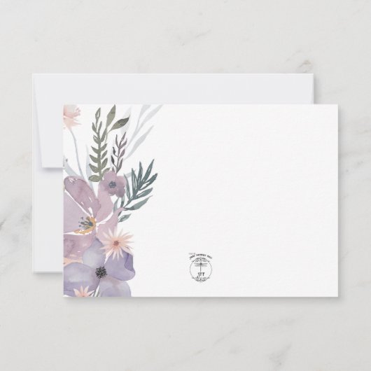 Stoffelijk Paarse & Blauwe Boho Bloemenbruiloft Save The Date (Achterkant)