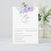 Stoffelijk Paarse Bloemen Bruiloft RSVP (Staand voorkant)