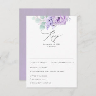 Stoffelijk Paarse Bloemen Bruiloft RSVP