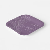 Stoffelijk Paarse Elegante Bloemenbruiloft Papieren Bordje (Gebogen)