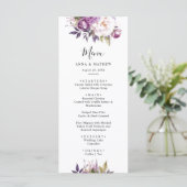Stoffelijk Paarse Lavendel Bloemen Boho bruiloft Menu (Staand voorkant)