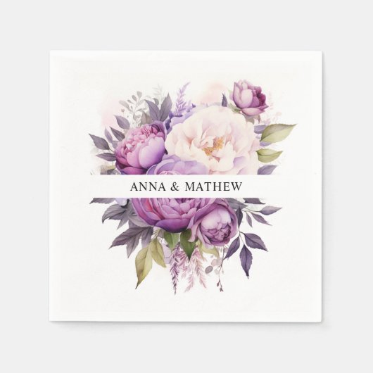 Stoffelijk Paarse Lavendel Bloemen Boho bruiloft Servet (Voorkant)