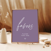 Stoffelijk Paarse minimalistische gunst teken Poster