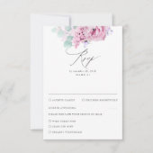 Stoffelijk Paarse Roze Bloemen Bruiloft RSVP (Voorkant)
