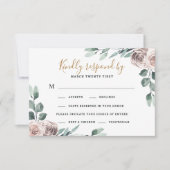 Stoffelijk Roos 2 Maaltijdkeuze Groen Bloemenbruil RSVP Kaartje (Voorkant)