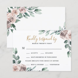 Stoffelijk Roos 2 Maaltijdkeuze Groen Bloemenbruil RSVP Kaartje