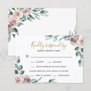 Stoffelijk Roos 2 Maaltijdkeuze Groen Bloemenbruil RSVP Kaartje