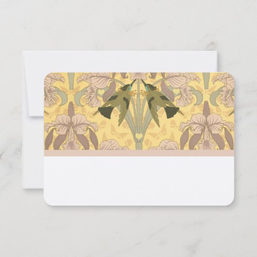 Stoffelijk Roos Art Deco Hummingbirds Bruiloft RSVP Kaartje (Achterkant)