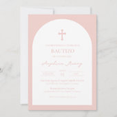 Stoffelijk Roos Bautizo Invitación Baptism Invitat Kaart (Voorkant)