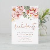 Stoffelijk Roos Bloemen Bachelorette Party Roos Go Folie Uitnodiging (Staand Voorkant)