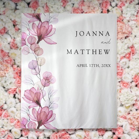 Stoffelijk Roos Bloemen Bruiloft Foto Booth Achter Wandkleed