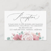 Stoffelijk Roos Bloemen Bruiloft Receptie Informatiekaartje (Voorkant)