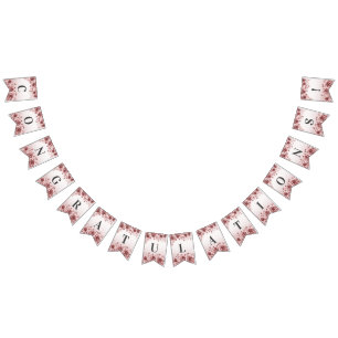 Stoffelijk Roos Bloemen Bunting Flag Vlaggetjes