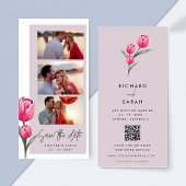 Stoffelijk Roos Bloemen Elegante fotostrip Save The Date