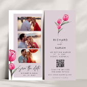 Stoffelijk Roos Bloemen Elegante fotostrip Save The Date
