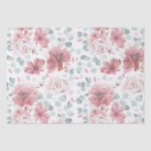 Stoffelijk Roos Bloemen en Groen Elegant Tissuepapier (Voorkant)