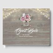 Stoffelijk Roos Bloemen Mason Jar Rustiek Land Bru Gastenboek (Voorkant)