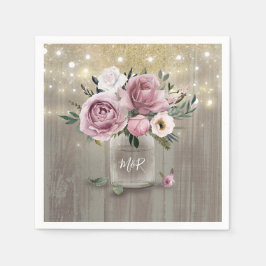 Stoffelijk Roos Bloemen Mason Jar Rustiek Land Hou Servet