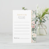 Stoffelijk Roos Bloemen Salie Groen Bruiloft Advie Advieskaart (Staand voorkant)