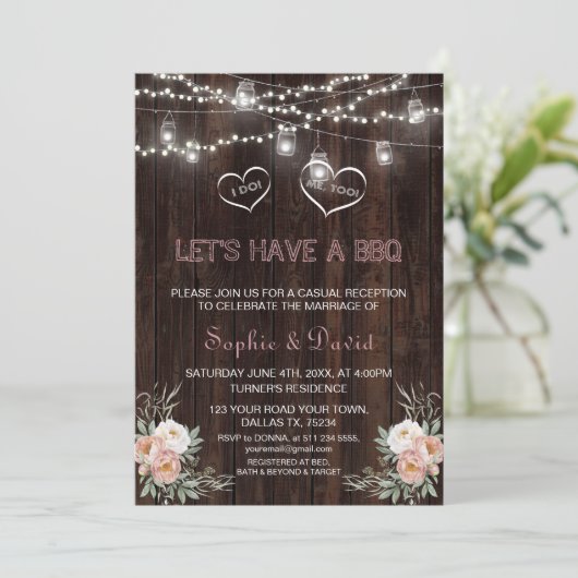 Stoffelijk Roos Bloemen String Lights Hout I DO BB Kaart (Staand voorkant)