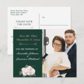 Stoffelijk Roos Bloemenbos Groene Foto Save the Da Aankondigingskaart (Voorkant / Achterkant)