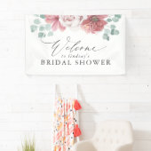 Stoffelijk Roos Bloemenbruids / Baby shower Welkom Spandoek (Insitu)