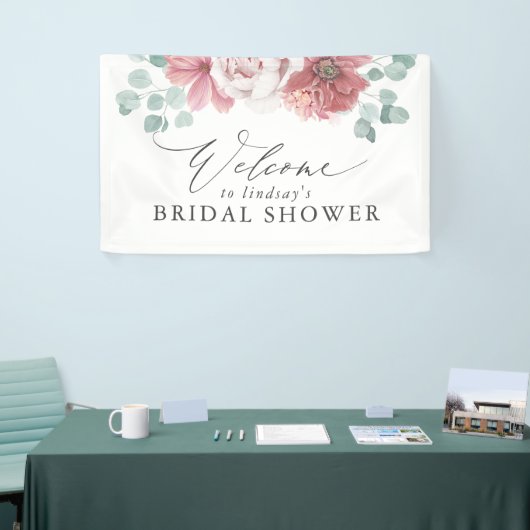 Stoffelijk Roos Bloemenbruids / Baby shower Welkom Spandoek (Beurs)